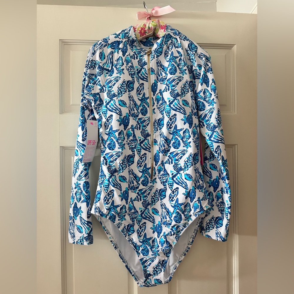 Lilly Pulitzer Blue and White Floral Swimsuit